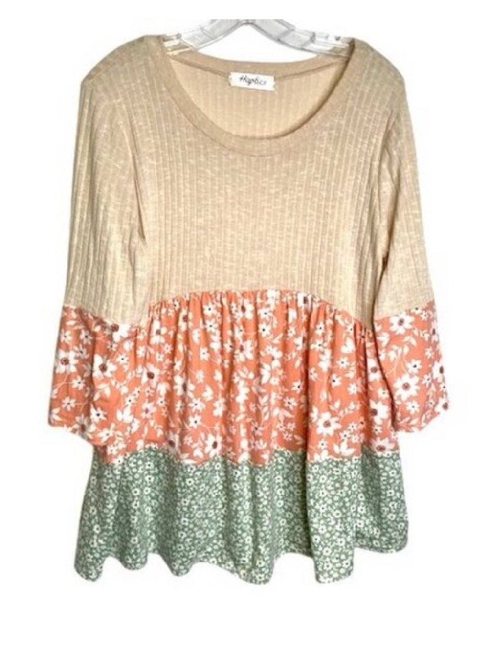 Haptics By Holly Harper Women's Floral Colorblock Top MEDIUM (4446)